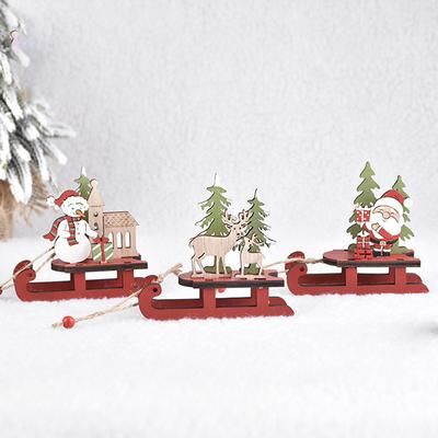 Retailers Go Wooden Christmas Ornaments, Sleigh Santa Claus, Snowman Elk Pendant, Christmas Tree Decor, Home Party Decoration, Gift santa Claus