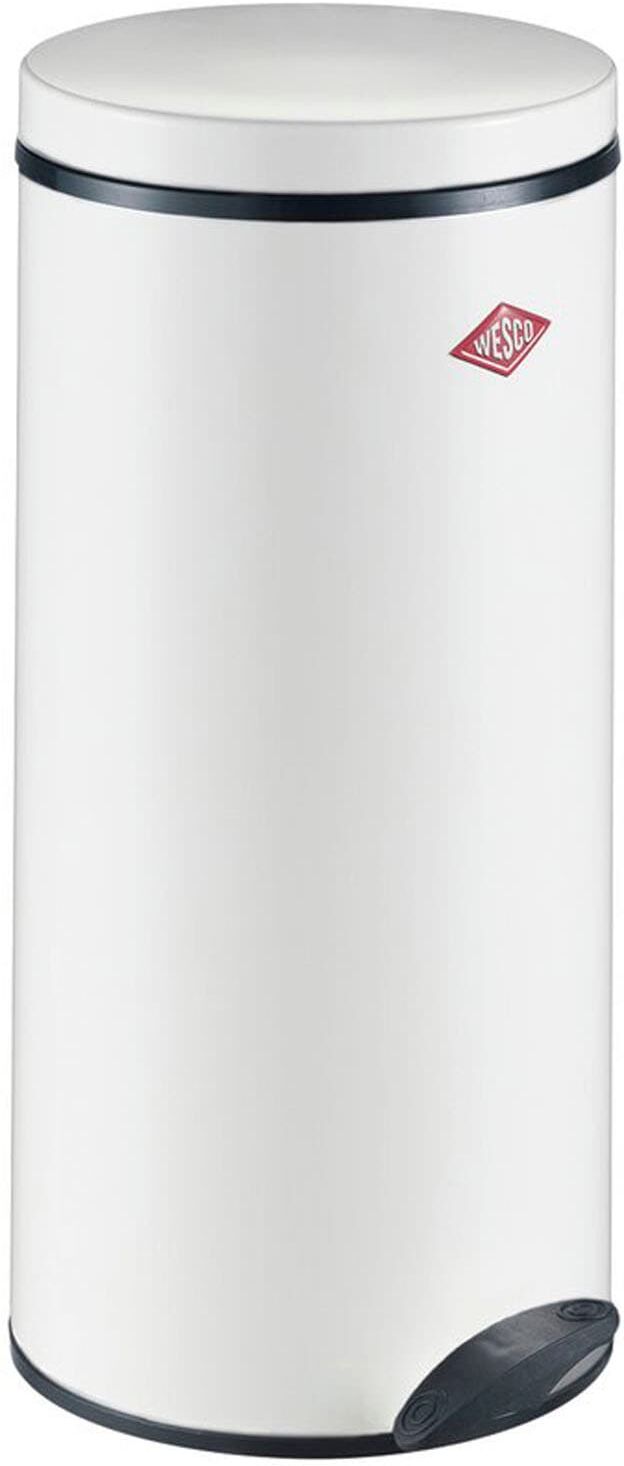 Mülleimer WESCO "Gastro", weiß, B:27cm H:58cm T:27cm, Stahlblech, Mülleimer, Mülleimer, Tretabfallsammler 22 Liter