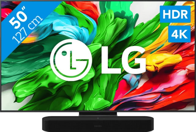 LG 50 inch QNED86 EVO 4K TV (2025) met Sonos Beam Gen2 Zwart