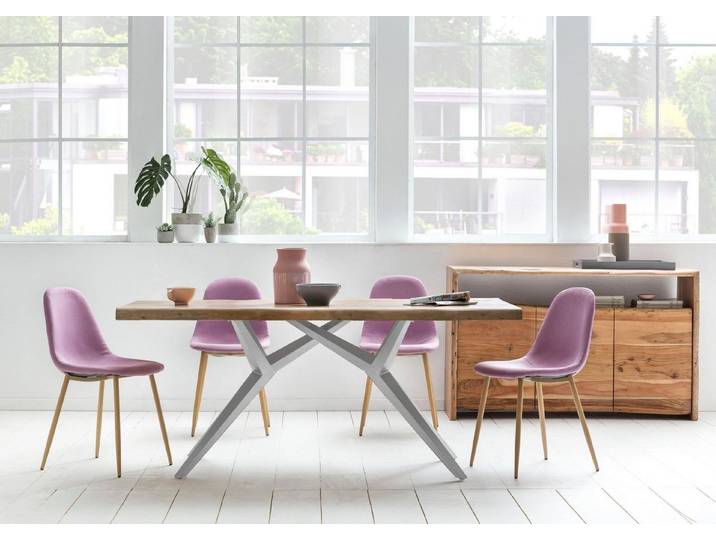 SIT Esstisch Tampa mit Baumkante & extravagantem Metallgestell im Design-Mix, Baumkante wie gewachsen trifft auf extravagantes Metallgestell