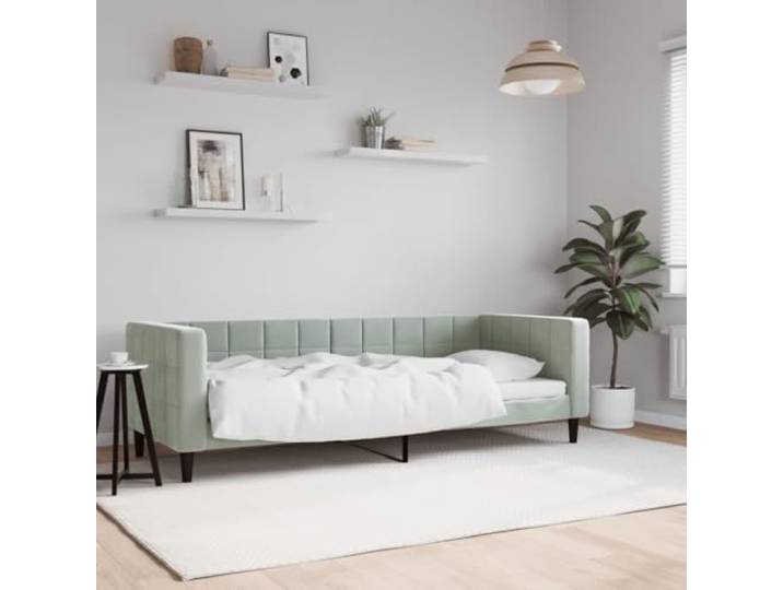YUOTYRKTEJRSG Samt 2 in 1 Schlafsofa Gästebett 80x200 cm Grau Tagesbett Hellgrau 80x200 cm Samt Schlafsofa mit Bettkasten Metallgestell Gästebett 2-in-1 Sofa