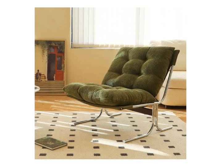 Celya Stuhl mit Abnehmbares Sitzkissen, Metallbeinen, weicher Lounge-Sessel im Barcelona-Stil