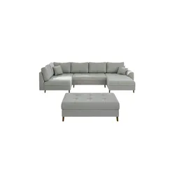S-STYLE Wohnlandschaft mit Hocker  Maya ¦ grau ¦ Maße (cm): B: 310 H: 81