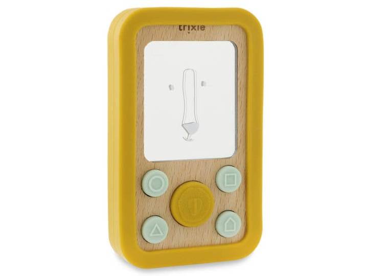 Trixie houten siliconen babytelefoon Mr. Lion - geel