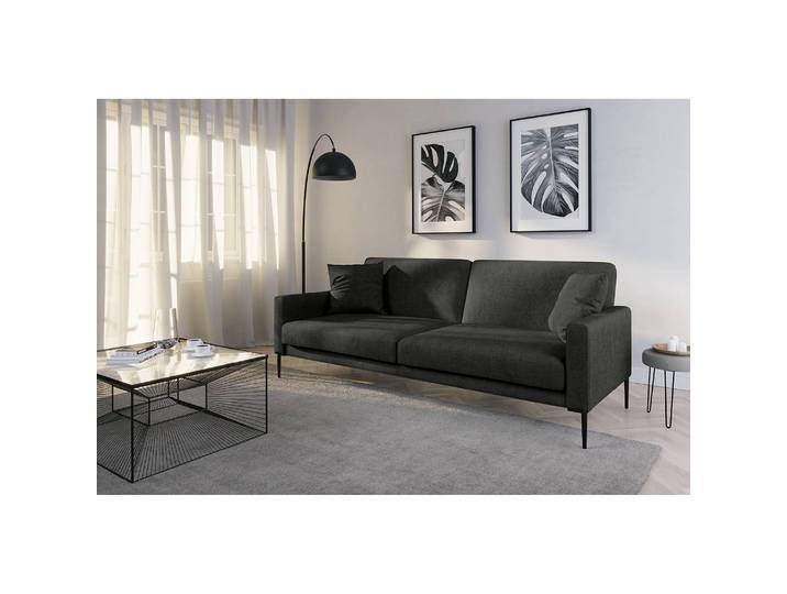 Schlafsofa Grau/Dunkelgrau Samt Ravi 214 x 83 x 90cm Skandi