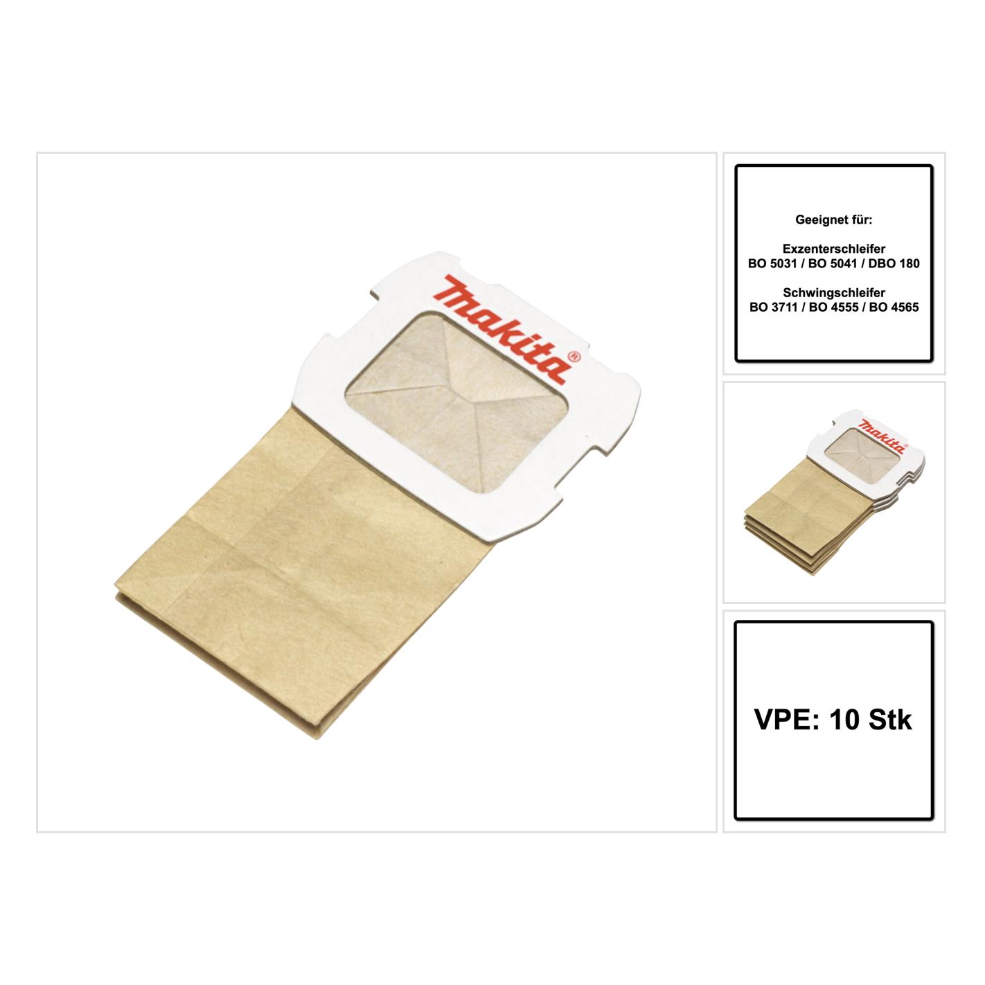 Makita Staubsack aus Papier 10 Stk. ( 2x 194746-9 ) für Exzenterschleifer BO 5031 / BO 5041 / DBO 18 (194746-9)