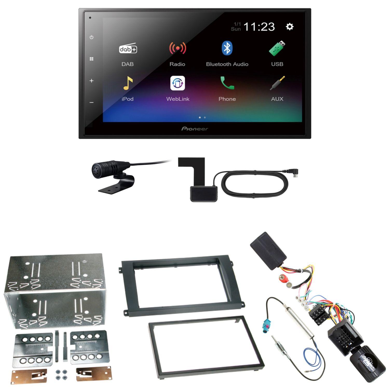 Pioneer DMH-A340DAB USB Bluetooth MP3 Einbauset für Porsche Cayenne ab 2007