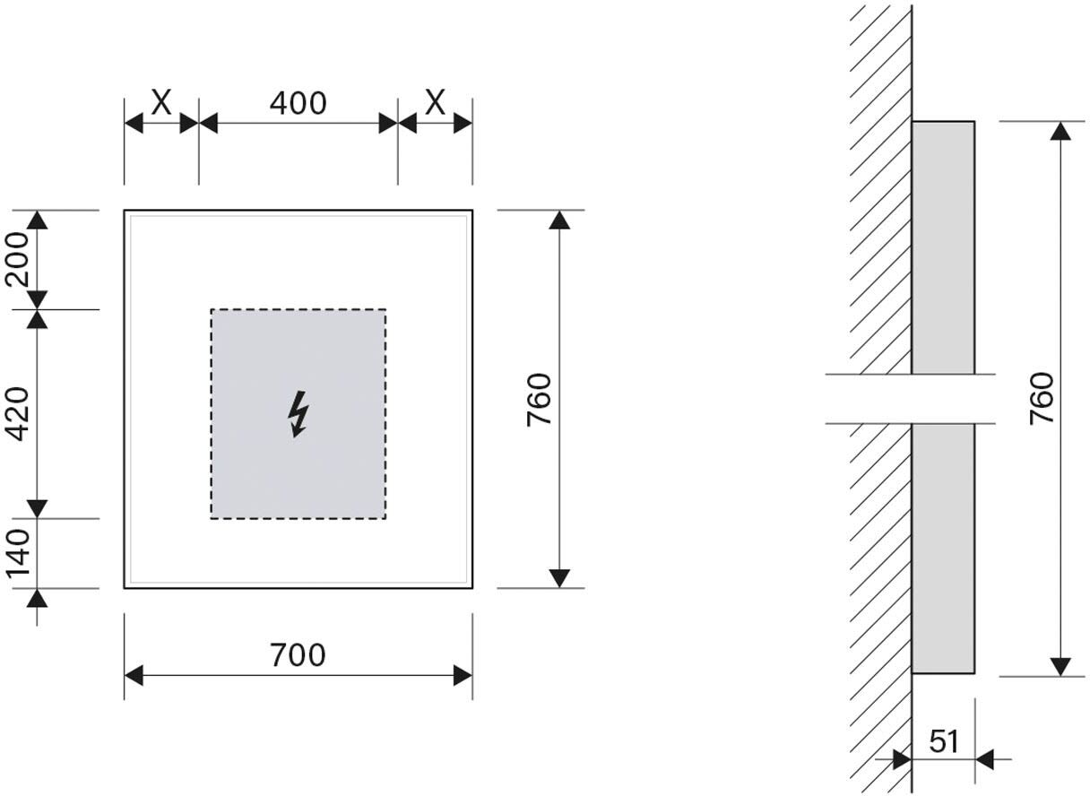 Schneider GLOW HCL Lichtspiegel A/SP 70/HCL 70 x 76 cm mit LED Beleuchtung und Tageszeitsteuerung