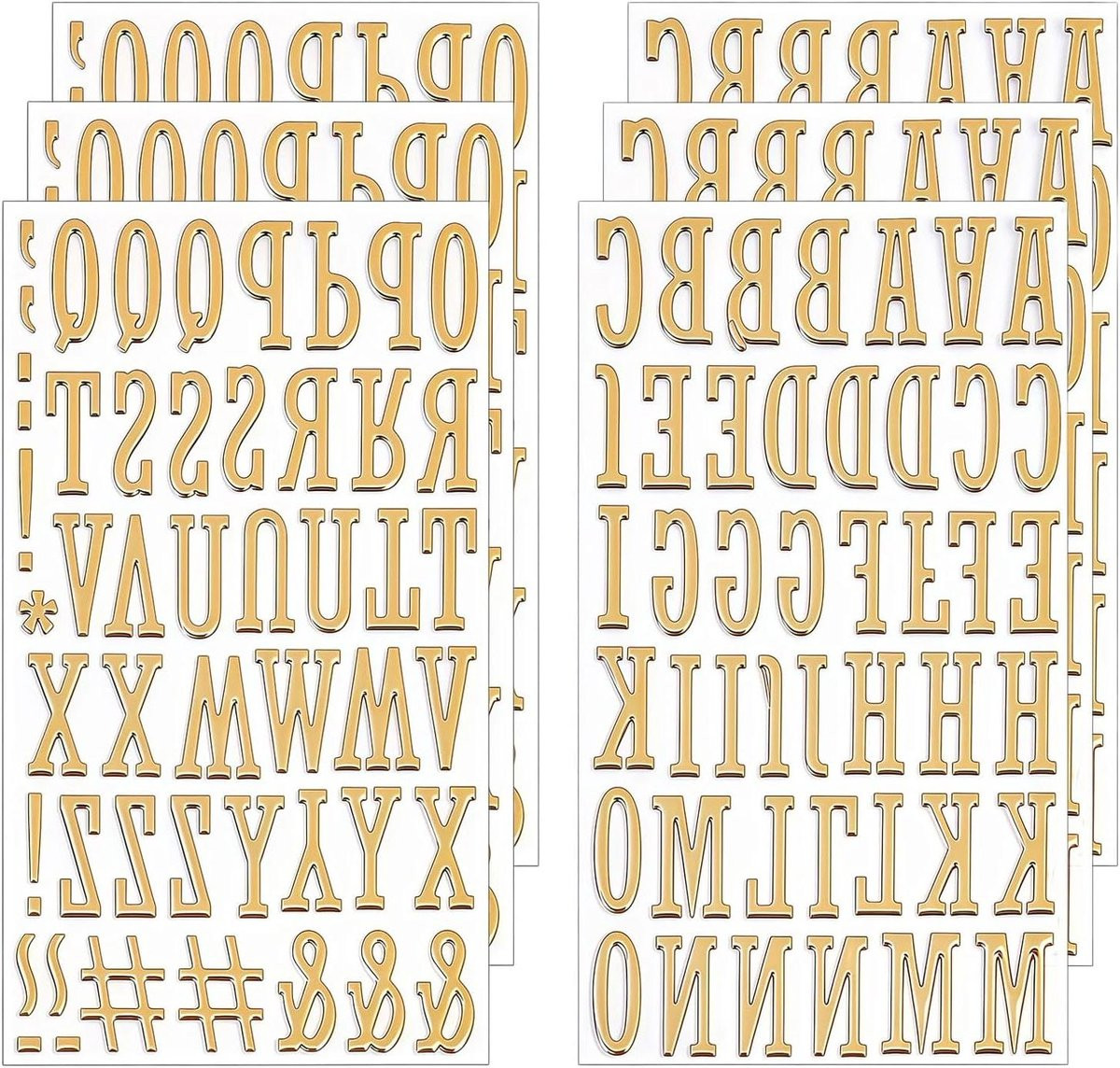 Gouden Letter Stickers - Zelfklevende Foam - 6 Bladen - Goud