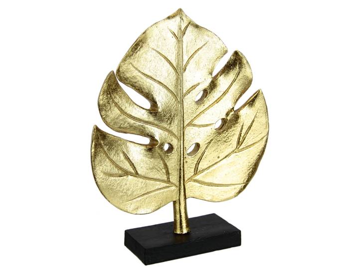 Dekofigur I.GE.A. Splitphilo-Blatt Statue , gold, B:19cm H:24cm, Polyresin, Dekofiguren, Dekofigur, Blattskulptur Figur Skulpturen Blätter Deko Ornament Geschenk gold