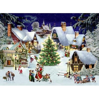A4-Wand-Adventskalender – Weihnachten im Dorf