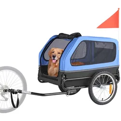 VEVOR Hundeanhänger, bis zu 40 kg , Fahrradanhänger für kleine & große Hunde, zusammenklappbarer Rahmen mit Rädern, universelle Fahrradkupplung, Flagge, interne Leine, 1320x715x750 mm