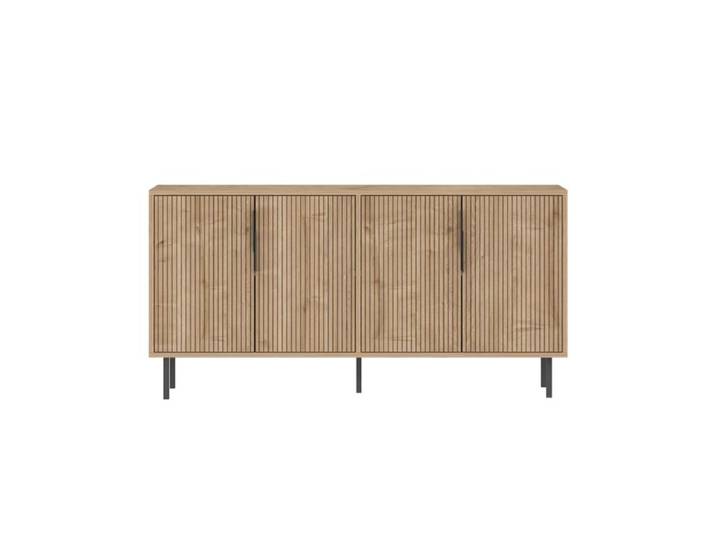 CIARO - Buffet cannelé 4 portes aspect bois 150x75cm