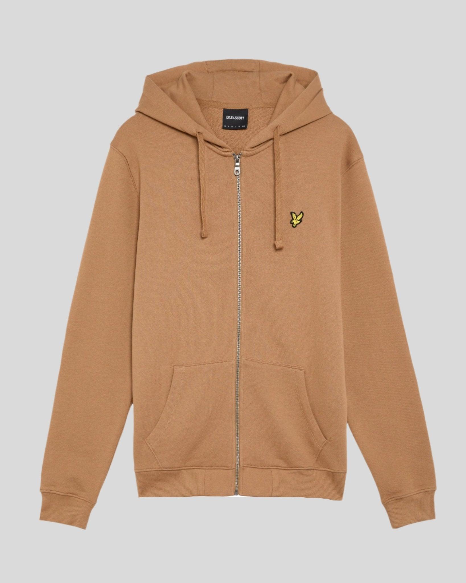 Lyle & Scott Loopback-Baumwoll-Hoodie mit durchgehendem Reißverschluss - Braun