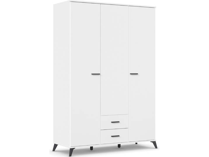 Drehtürenschrank RAUCH Lucena , weiß (alpinweiß), B:140cm H:203cm T:54cm, Holzwerkstoff, Schränke, Drehtürenschrank, mit schräg ausgestellten Füßen im Monochrom-Stil