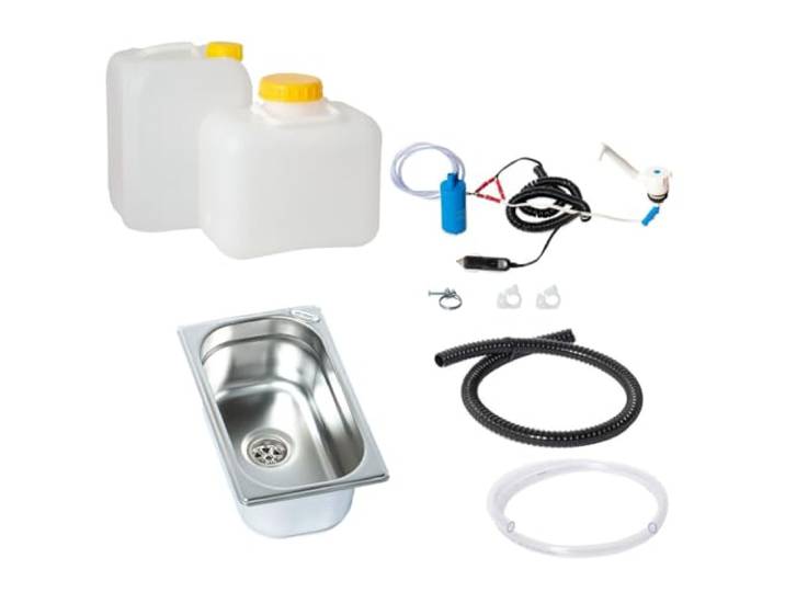 12V Wasseranlage Imbisswagen Verkaufsanhänger Campingküche Bausatz Spüle 265x160x100 mm Novo - Weiß (ad-ideen) (N)