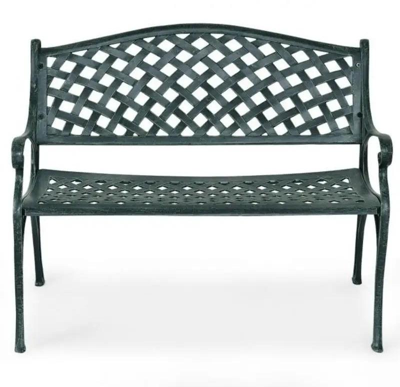Gartenbank Aluminium - 2-Sitzer Gartenbank für draußen - Länge 102 cm - Antik Stil - Wetterfest - Leicht zu reinigen - Mehrfarbig