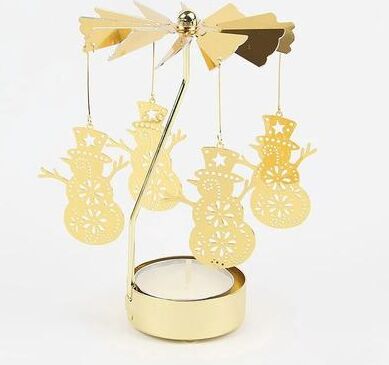 Uplift Essentials Metal Rotating Carousel Candle Holder snowman