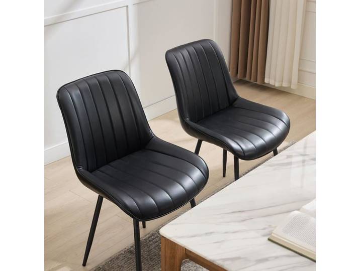 Chaise moderne - LUNSY - Confort ergonomique - Dossier profilé - Revêtement polyester doux - Structure renforcée