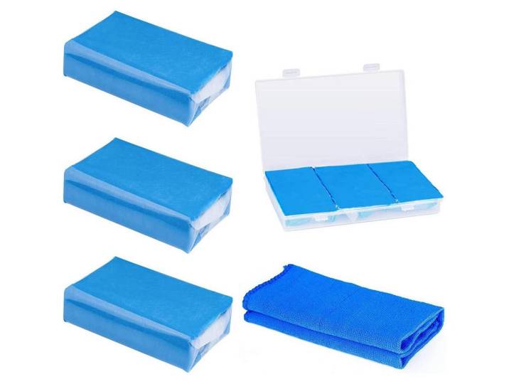 Reinigungsknete 3er Set mit Tuch und Box, Blau, Kunststoff, 7x2x18 cm, Freizeit & Co, Sport & Fitness, Fahrräder, Fahrradzubehör