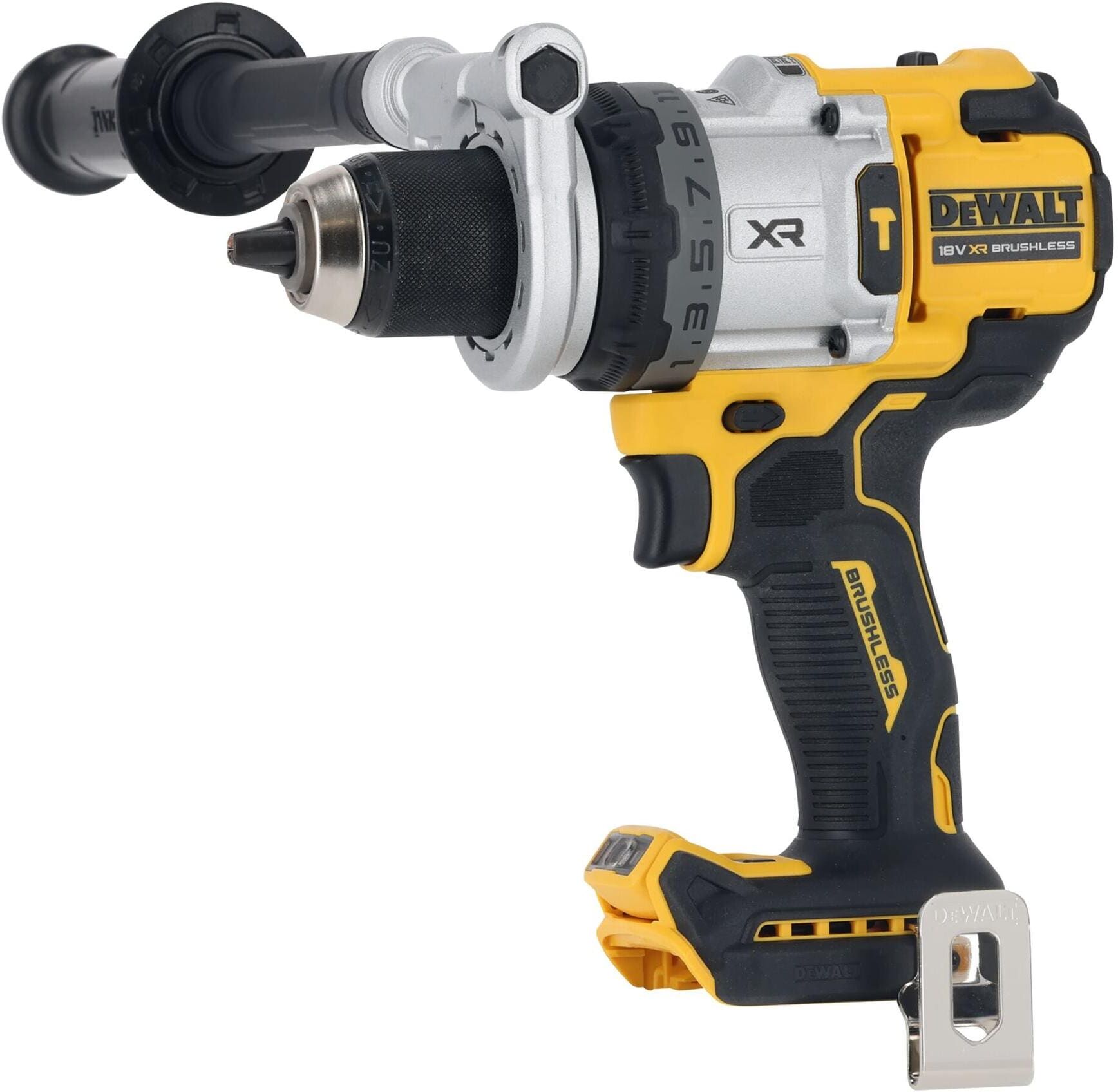 Akku-Schlagbohrschrauber DEWALT "18 V DCD1007NT-XJ Ohne Akku", gelb (schwarz), Bohrmaschinen, Akku-Schlagbohrschrauber, Softgriff, LED schwarz Einheitsgröße