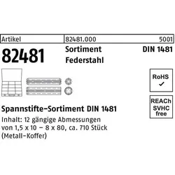Nieten, Spannstiftsortiment DIN 1481 710tlg. Federstahl DIN 1481 Federstahl