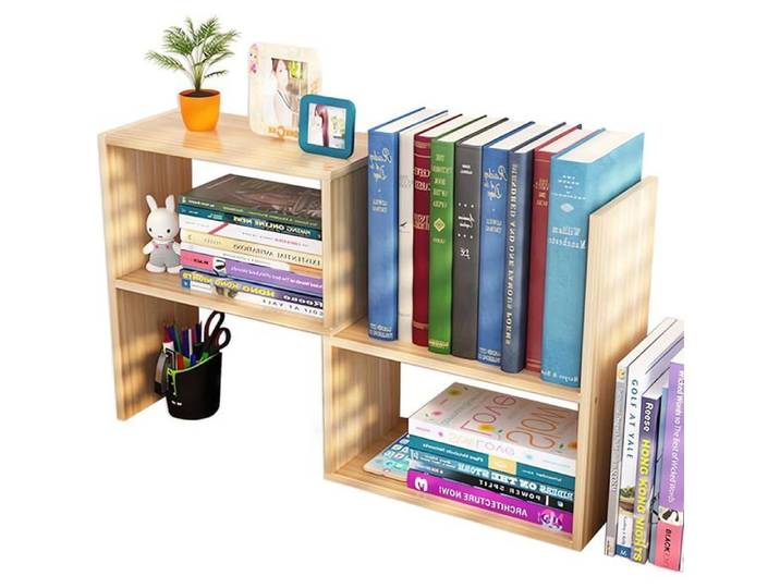 Étagère de bureau en bois petite bibliothèque organisateur de bureau réglable pour bureau cuisine (noyer) Noix