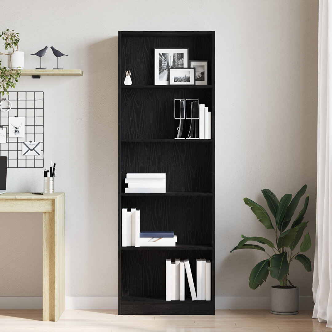 Latitude Run Book Cabinet Display Rack Bookshelf Storage Shelf Rack Engineered Wood Black Oak 176 cm/60 cm