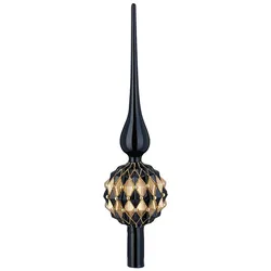 Christbaumspitze Glas 31cm mit Ornamenten - Ebony Black