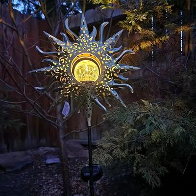 Inspired Finds Solar Sun Garden Statue Light With Cracked Glass LED Globe IP65 Waterproof Decor Solar Sun Garden Statue Light With Cracked Glass LED Globe IP65 Waterproof Decor