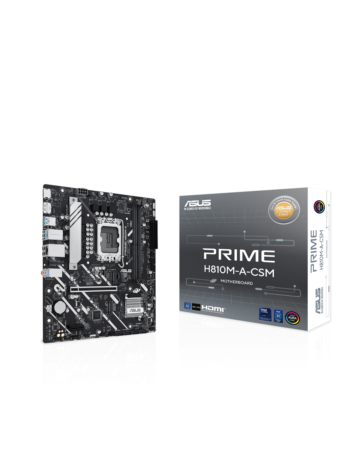 ASUS PRIME H810M-A-CSM Mainboard - Intel H810 - Intel LGA1851 - DDR5 RAM - Micro-ATX