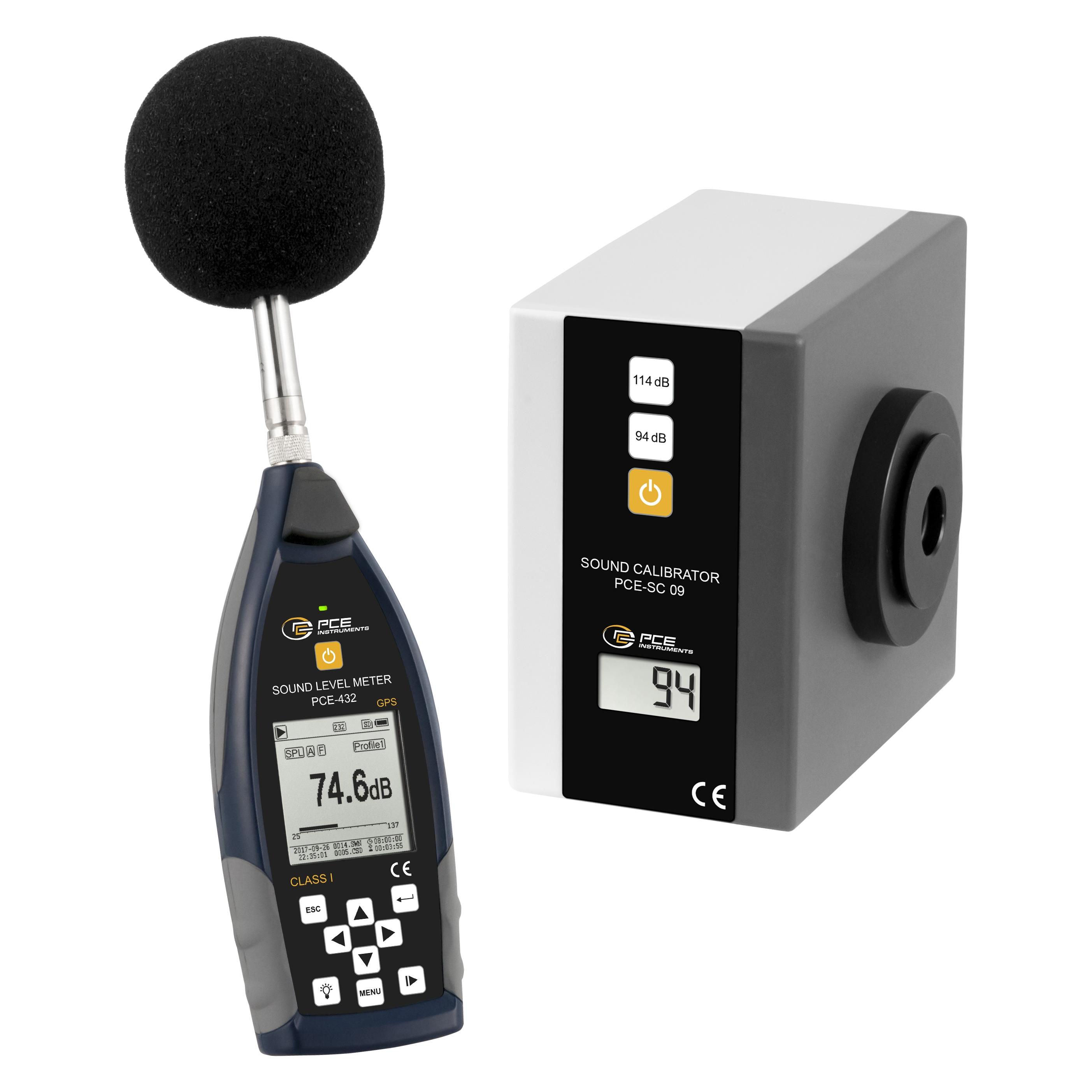 PCE Instruments Kit bestehend aus Schallpegelmeter PCE-432 und Kalibrator PCE-SC 09 (PCE-432-SC 09)