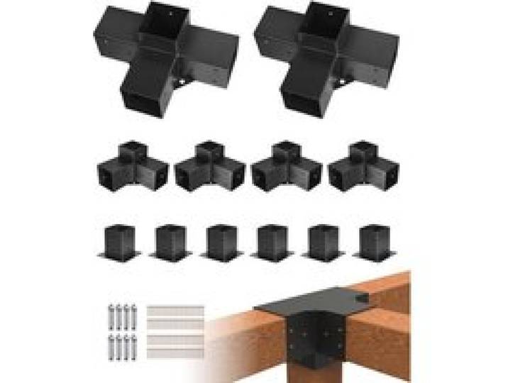 VEVOR Pfostenverbinder, Pfostennecke für Posten mit einer Innengröße von 92x92 mm, 3-Wege- (4 Stk.) & 4-Wege- (2 Stk.) Pavillon-Halterungen mit 6 Pfostenträger, für Pergolen, Pavillons