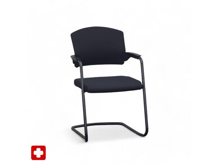 Cantilever Sitag EL100 Black with fixed armrests, Free swinging, New - Perfect for visitors and guests