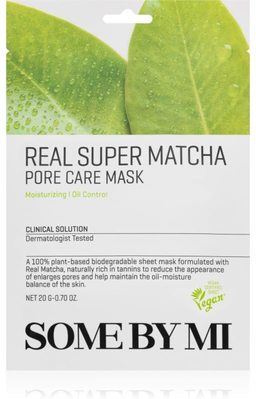 Some By Mi Clinical Solution Super Matcha Pore Care Mask pflegende Tuchmaske zur Porenverfeinerung und für ein mattes Aussehen der Haut 20 g