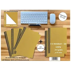 E & Z, Heft + Block, A 6 Notizbuch - Set, 4+2 gratis, Luxury 80 Seiten GOLD GMUND SHIMMER, punktiert 20x20mm (A6)