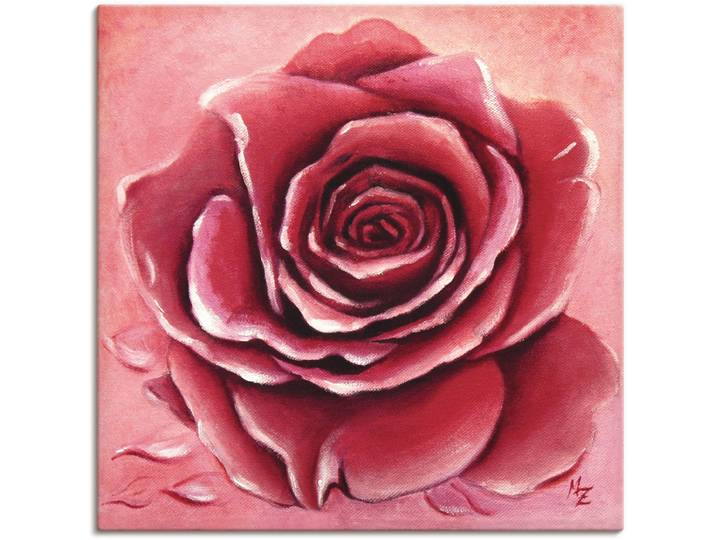 Leinwandbild ARTLAND Rote Rose handgemalt , rot (farbe bild(er): rot), B:70cm H:70cm, Bilder, Leinwandbild, auf Holzrahmen gespannt