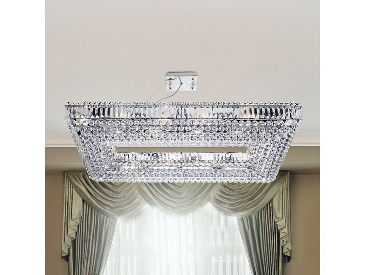 Suspension 62 x 17 x 120cm Argenté Acier chromé Verre cristal E14