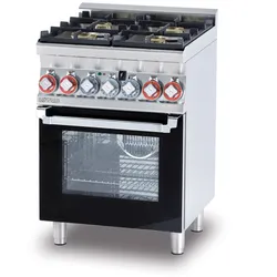 4-Flammen-Kombiherd mit elektrischem Multifunktionsbackofen. Maße 60x60 h90 cm. Glastür. Modell CFM4-66GEM