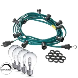Illu- Party Garten Außenlichterkette 20m grün 40 Halogenlampen dimmbar