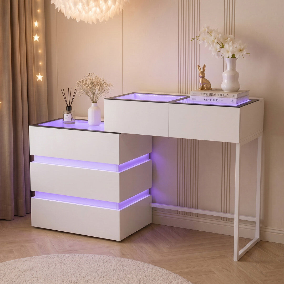 17 Stories Dressing Table White 81cm H X 130cm W X 40cm D