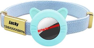 Uplift Essentials New Breakaway AirTag Tracker Cat Collar With Custom ID skyblue