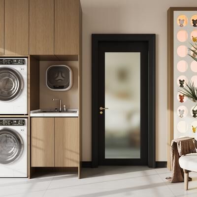 Lirago 1-Lite Frosted Glass Interior Door for Pantry, Laundry, Closet, kitchen, Bypass, Pocket Slab Door w/o Hardware