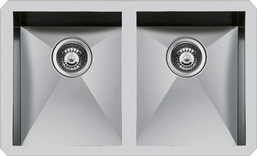 Foster Quadra 80.2V.ST, Unterbauspüle, Rechteckig, Edelstahl, Edelstahl, 2 Becken, Rechteckig