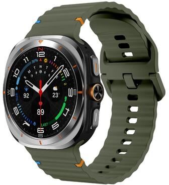 Everyday Crate Kalebol Wave Stitched Samsung Galaxy Watch Ultra Band Soft Silicone Watch Strap For Galaxy Watch Ultra army Green