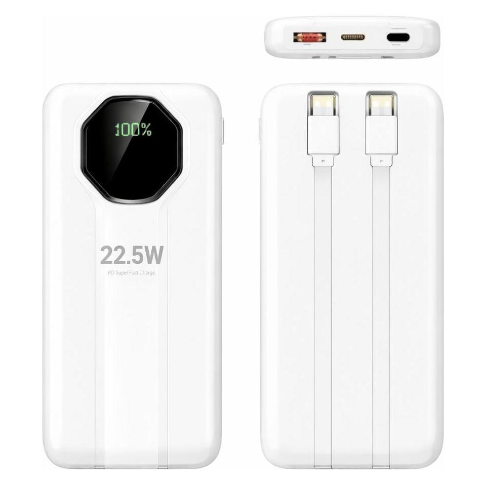 SIGN Powerful Powerbank with Built-in Cables, 20000mAh - White (20000 mAh) (SNPB-PD20WH-1)