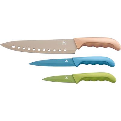 Messer-Set KING "Metallic", bunt, Edelstahl, Kochmesser-Sets, metallic, 3-teilig
