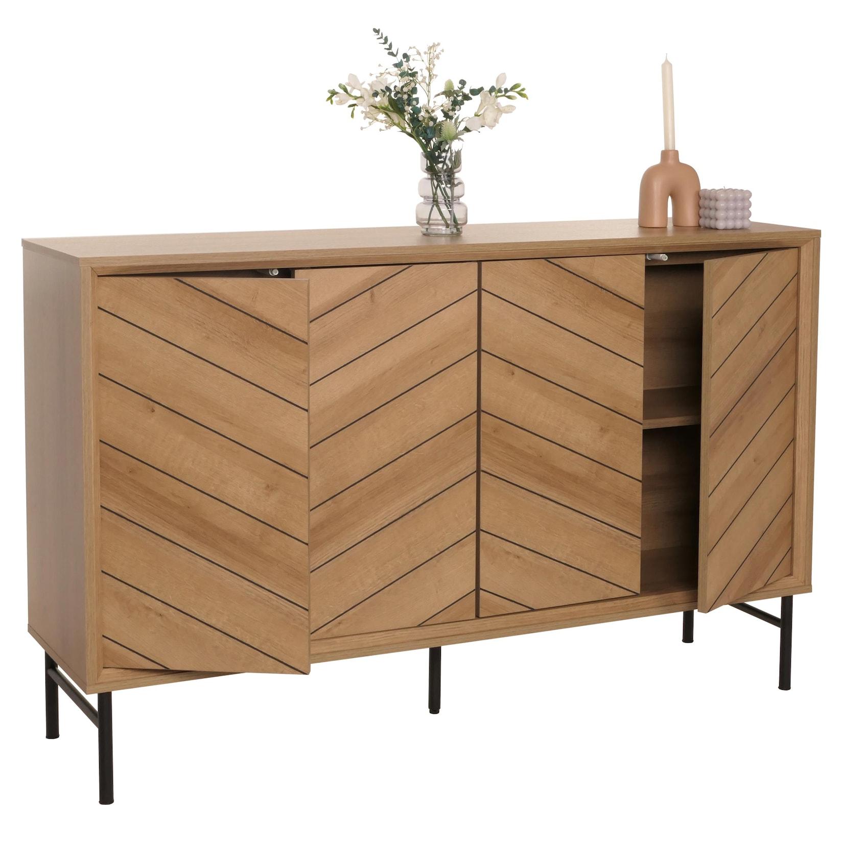 Sideboard MCW-M50, Schrank Kommode Highboard Anrichte, 94x151x40cm ~ natur