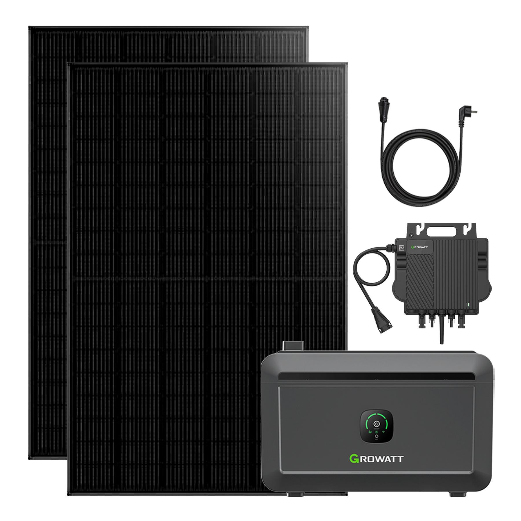 Growatt NOAH 2000 Balkonkraftwerk 910W mit NEO 800W Microinverter und 5M AC Kabel, App-Steuerung, Plug-and-Play