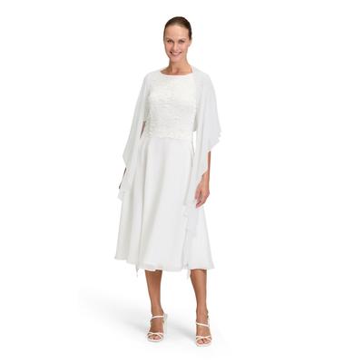 Multifunktionstuch VERA MONT "Damen mit Volant", Damen, Gr. S, weiß (rohweiß), Chiffon, Polyester, festlich, Modetücher Multifunktionstuch, Nahtführung